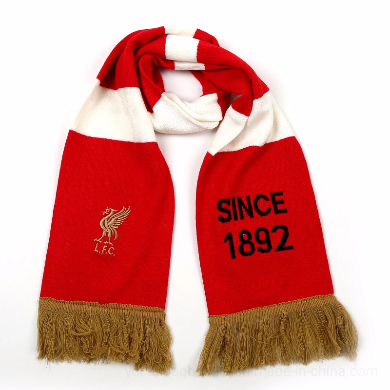 Sublimation Printing Acrylic Polyester Winter Knit Jacquard Football Soccer Fan Scarf