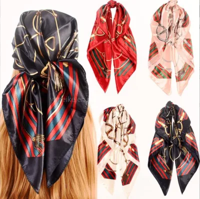 Новая модная цепочка с принтом, большие квадратные атласные женские шелковые шарфы